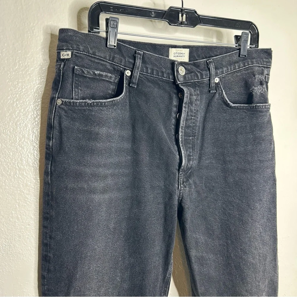 Citizens of Humanity Premium Vintage Black Jolene Distressed Denim Straight Leg